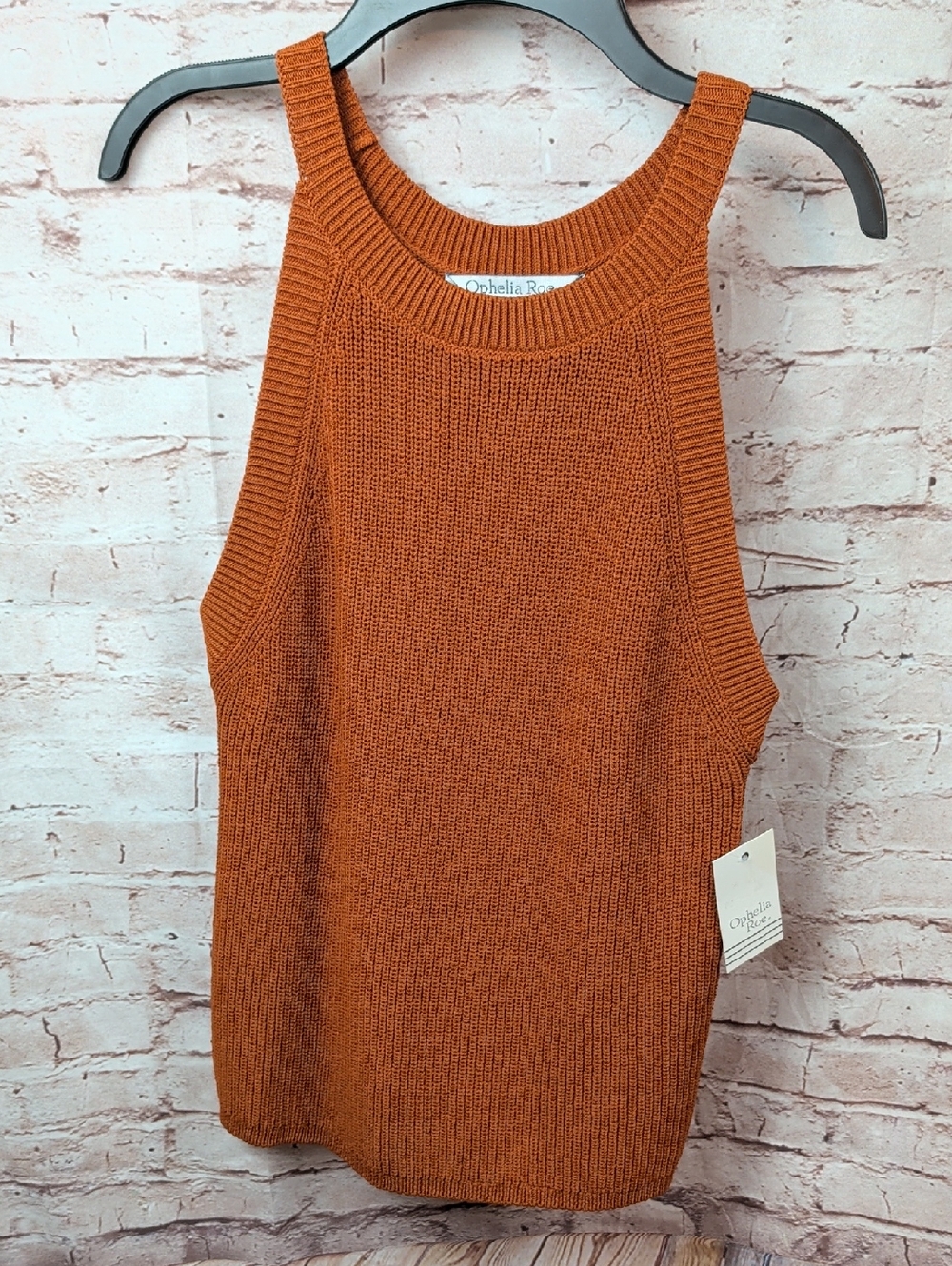 Ophelia Roe Sleeveless Knit Tank Top in Rust Orange Medium Nwt